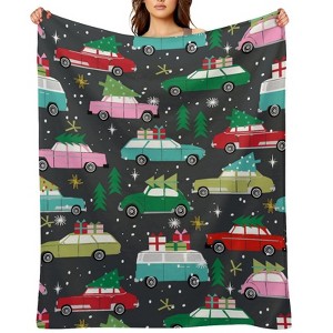 Christmas Cars With Tree Christmas Throw Blanket Soft Fleece Christmas Blanket Cozy Flannel Throw for Couch Bed 30x40 inches - 1 of 1