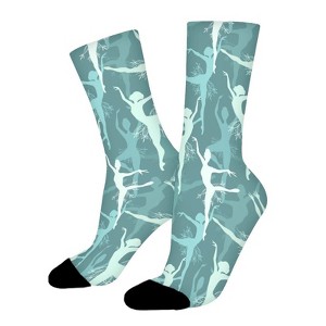 Fancy Snowflake Ballet Dancers Women Printed Crew Socks Funny Funky Socks Soft Polyester Novelty Gifts for Artists Men - 1 of 1