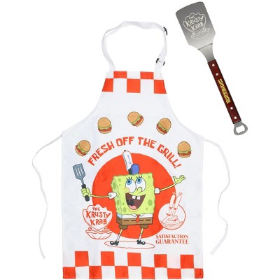 SpongeBob SquarePants Krusty Krab Krabby Patty Apron And Grill Metal Spatula Set Multicolored