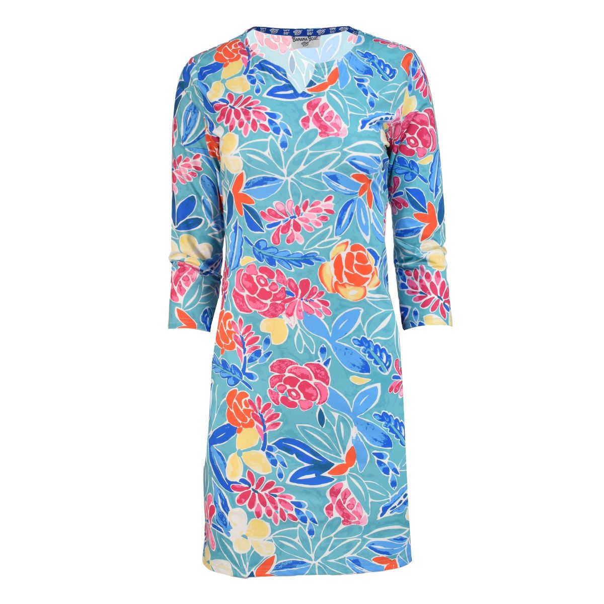 Banana Boat UPF 50+ Women's Split Neck Shift Dress | Aqua Large
