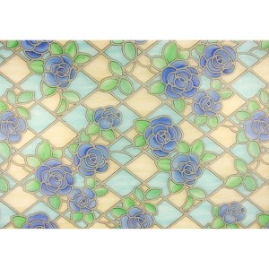 Set of 2 Fablon Floral Window Film Set Aqua Blue/Mint Green - 1 of 4