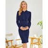 BLUEMING Hoodie Maternity Dress Hooded Sweat Dress with Front Pockets Raglan Sweatdress Stripe Midi Dress - 3 of 4
