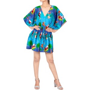 HAPPY BAY Women's Swimsuit Coverups for Women Swim Beach Dress Cover Ups for Swimwear Christmas Tree Cover up Bathing Suit 3X-4X Xmas Aqua Santa Surf - 1 of 4