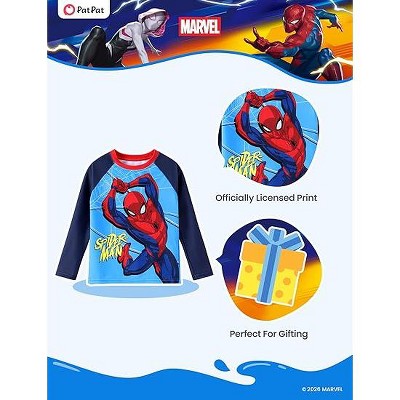 Marvel Disney Marvel Kids Superhero Summer Rash Guard Tops Spiderman Blue 3T-4T — фото 4