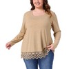 Women's Lace Hem Square Neck Long Sleeve Casual Tunic Blouse - Agnes Orinda - 2 of 4