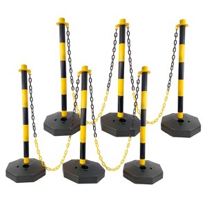 Traffic Delineator Post Cones with Fillable Base, Adjustable Plastic Safety Barrier with 5Ft Plastic Chain - 1 of 4