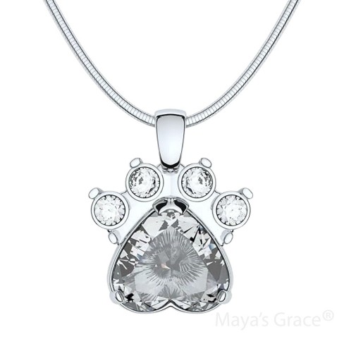 Maya s Grace Birthstone Paw Print Pendant Necklace Rhinestone Gemstone Pendant Necklace For Women Target