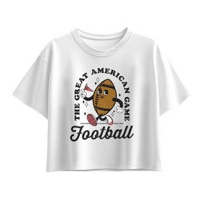 Girls' - Instant Message - Vintage Football Mascot Short Sleeve Boxy Graphic T-Shirt - 1 of 3