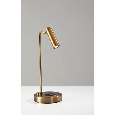 AdessoCharge 17" Antique Brass LED Desk Lamp with Wireless Charging