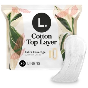 L. Organic Cotton Top Layer Ultra Thin Liners - Extra Coverage Absorbency - 80ct - 1 of 4