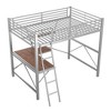 Okak Full Size Metal Bunk Bed with Desk and Shelf Loft Bunk Bed with Ladder & Safety Guardrail for Kids Teens, Easy Assemble, Silver - 3 of 4