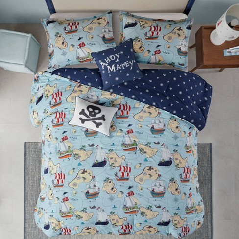 Twin Pirate Ship Cotton Reversible, Pirate Twin Bed