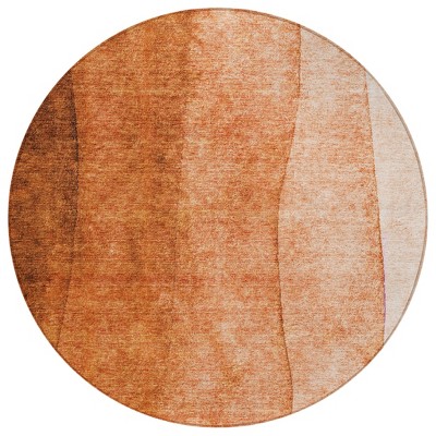 Orange And Copper Ombre Washable Indoor Outdoor Area Rug