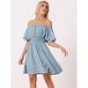 Allegra K Women's Off The Shoulder Casual Puff Sleeve Mini Floral Dress - 2 of 4
