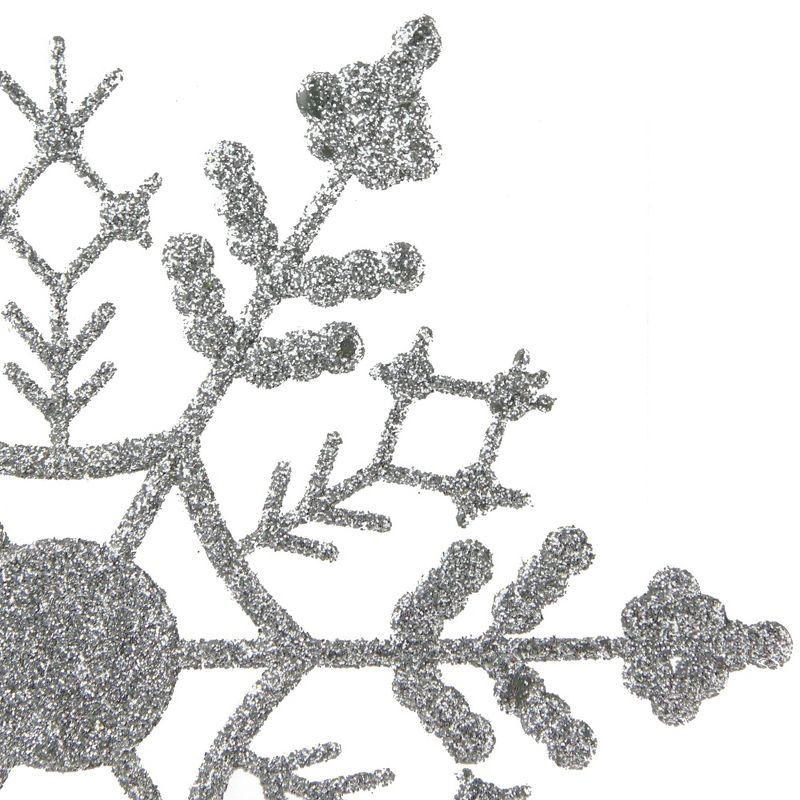 Northlight 24ct Silver Splendor Glitter Snowflake Christmas Ornaments 4", 3 of 4