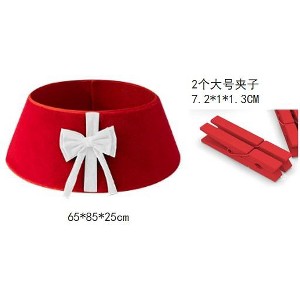 Adjustable Christmas Tree Collar with Bow - 33 in Festive Tree Skirt Alternative, Faux Leather Base Cover for Xmas Decor (Easy Setup) - 1 of 1