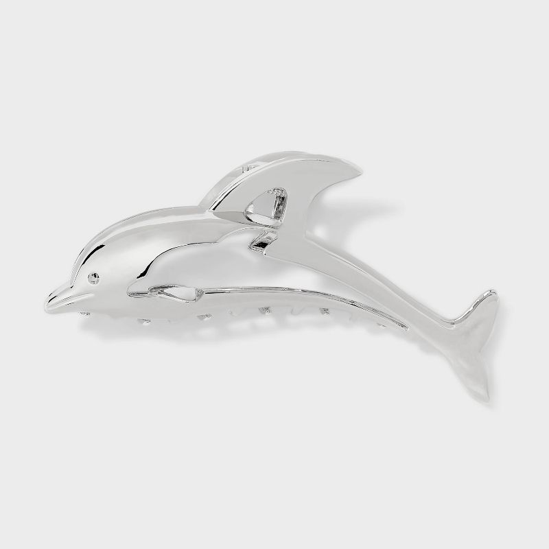 Metal Cut Out Dolphin Claw Hair Clip - Wild Fable&#8482; Silver, 3 of 5