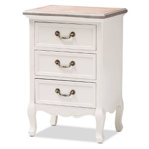 Capucine Two Tone Natural Whitewashed Oak Finished Wood 3 Drawer Nightstand White Baxton Studio Target