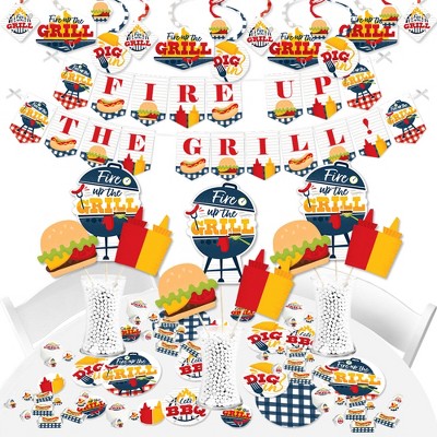 Big Dot of Happiness Fire Up the Grill - Summer BBQ Picnic Party Supplies - Banner Decoration Kit - Fundle Bundle