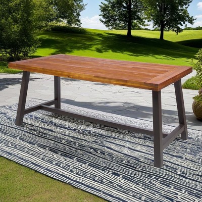 NicBex Dining Table Kitchen Table Sandblast Finished Dining Table with Iron Legs  for Dining Room, Restaurant