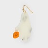 Halloween Ghost with Carved Pumpkin Drop Earrings - White/Orange - 3 of 3