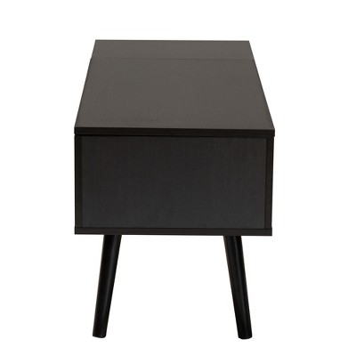 Roden Modern Two-Tone Black and Espresso Rectangular Wood Coffee Table with Lift-Top Storage