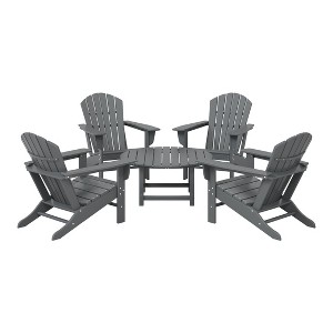 WestinTrends Dylan 5-Piece Outdoor Patio HDPE Adirondack Chair With Round Coffee Table Conversation Set - 1 of 4