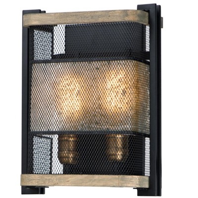 Maxim Lighting Boundry 2 - Light Wall Light in  Black/Barn Wood/Antique Brass