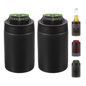 Unique Bargains Stainless Steel Beer Coffee Regular Insulated Sleeve 12oz Slim Can Coolers Black 2 Pcs - 1 of 4