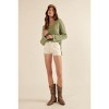 Slickblue Women's Striped Rib-Knit Oversized Sweater, Scoop Neck with Pocket and Side Slits, Sage, Size S-L - 3 of 4