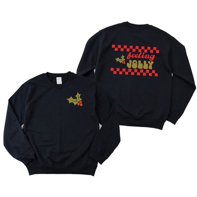 Simply Sage Market Women's Graphic Sweatshirt Feeling Jolly Checkered Front and Back