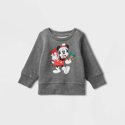 Image of Baby Mickey Mouse Printed Pullover Sweatshirt - Gray 3-6M