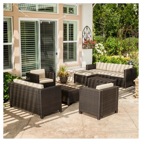 9 piece deals wicker patio set