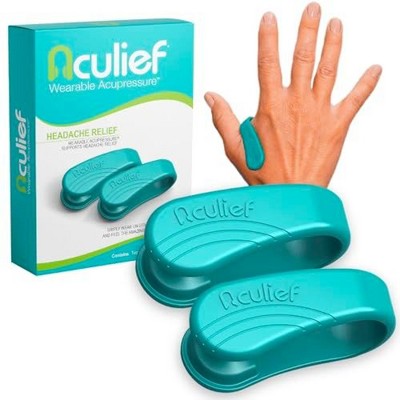 Aculief 2 Pack Acupressure Headache, Migraine, Tension Relief Wearable, Supporting Acupressure Relaxation (Teal)