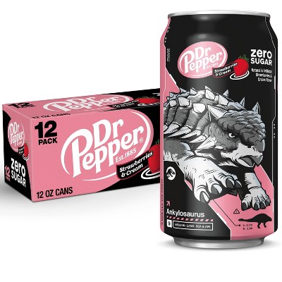 Dr Pepper Strawberries & Cream Zero Soda - 12pk/12 fl oz Cans