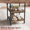 Round Dining Table for 4, Kitchen Dining Room Circle Dinner Pedestal Table w/ Storage Shelves & Roman Metal Legs - 4 of 4