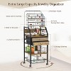 Large Metal Jewelry Armoire with 2 Drawers Storage Baskets, Multi-Tier Display Stand for Necklaces, Bracelets & Rings, Black/Brown - 3 of 4