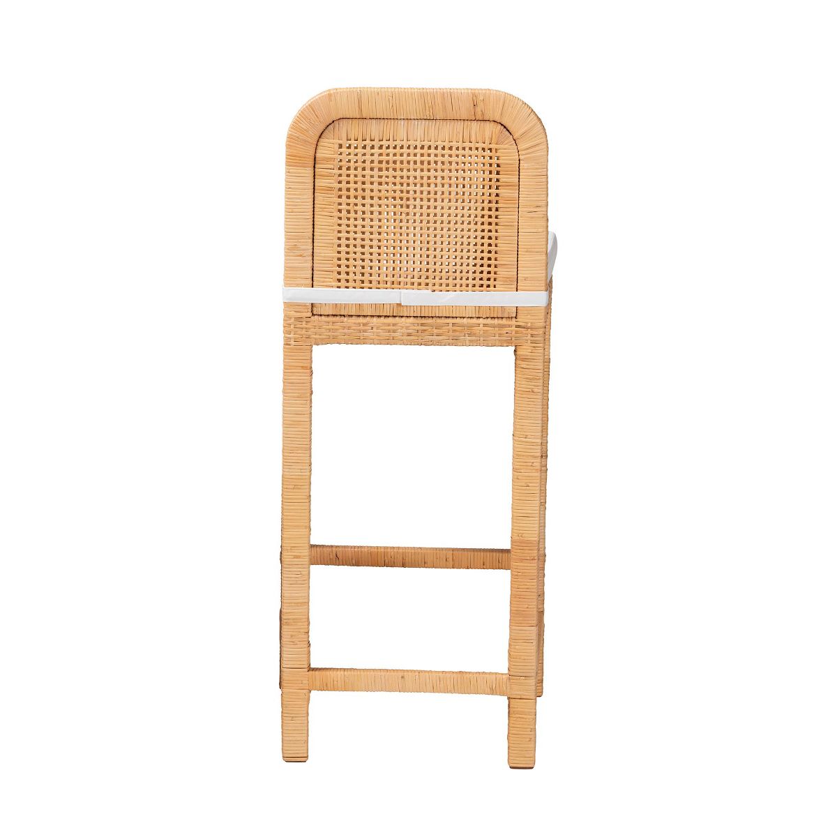 bali & pari Zariah Modern Bohemian Natural Brown Rattan and Mahogany Wood Bar Stool - thumbnail 5
