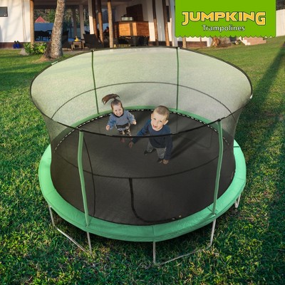 14-Foot Green Round Trampoline with Safety Enclosure