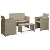 vidaXL 4 Piece Patio Lounge Set with Cushions Beige Poly Rattan - 2 of 4