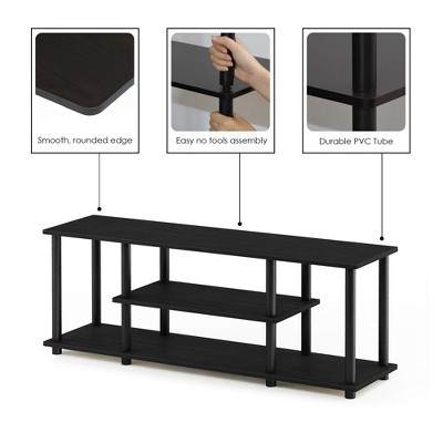 Walnut Rectangular 3-Tier Corner TV Stand with Shelves