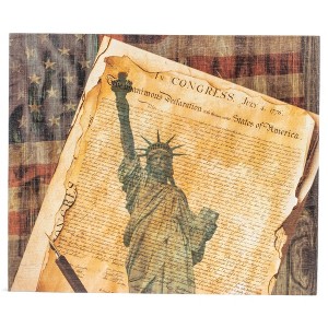 Elanze Designs Patriotic Declaration Flag Collage 8 x 10 Brown Wood Block Sign - 1 of 4