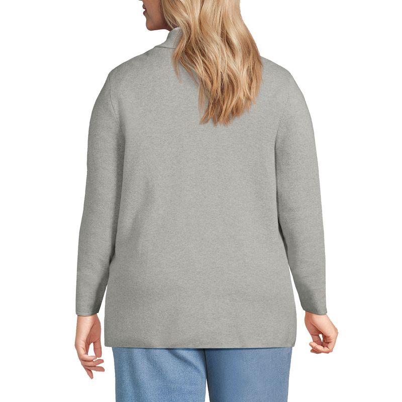 Lands' End Women's Fine Gauge Cotton Button Front Blazer Sweater, 2 of 5