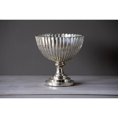 Park Hill Collection Mercury Glass Ridged Compote