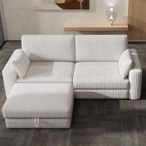 Vipbear Beige Extra Large Modular Sectional Sofa,Comfy Corduroy Modern Oversized 4-Seat Sectional Couch with Deep Seat,Tool-Free Assembly - 1 of 4