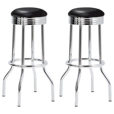 NicBex Set of 2 Bar Stools for Kitchen Island,Round Counter Bar Stools with Metal Base,Bar Chairs for Dining Rooms,Kitchens Islands,Red/Black