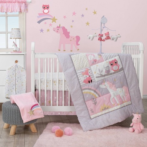 Bedtime Originals Nursery Crib Bedding Set Rainbow Unicorn 3pc