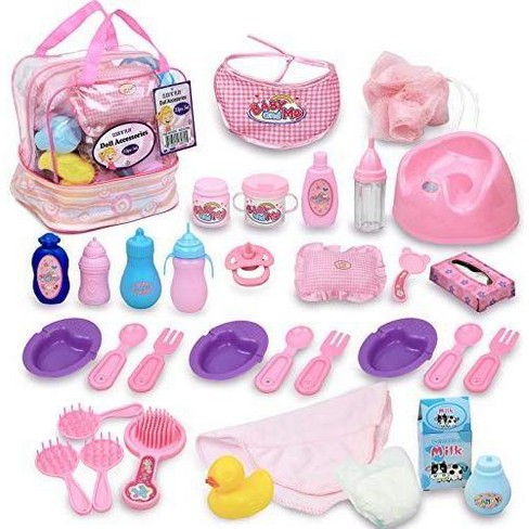 Click N Play Baby Doll Feeding Set Accessories For 3 Year Old Girls 33 Piece Pink Target