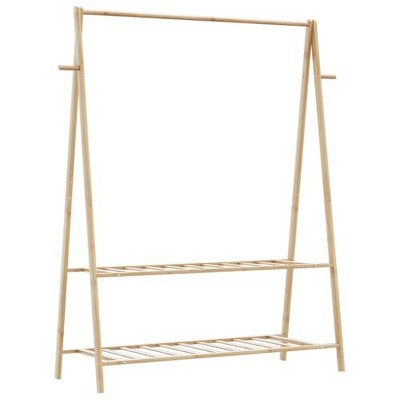 vidaXL Bamboo Coat Rack with Shelves 132 x 45.5 x 150.5 cm