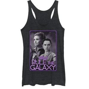 Women's Star Wars The Force Awakens Leia and Rey Rule the Galaxy Racerback Tank Top - 1 of 3